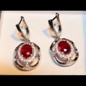 Red 925 Sterling Silver Earrings